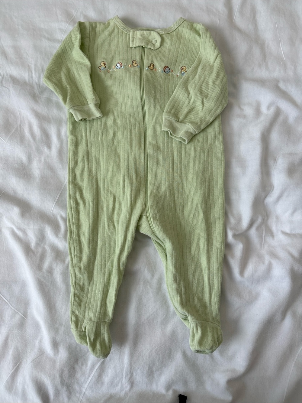 Gerber Light Green Ribbed Footed One-Piece